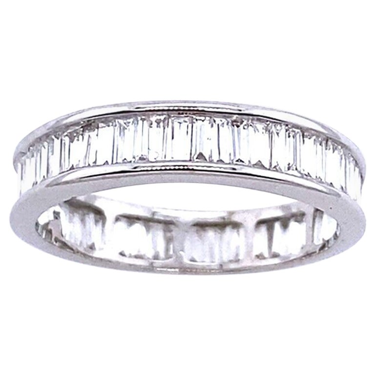 1.50ct Baguette Diamond Full Eternity Ring in 18ct White Gold For Sale