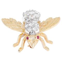 Rosenthal Diamond Gold Large Bee Pin