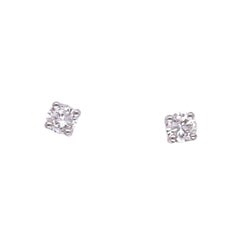 Boucles d'oreilles solitaires en or blanc 18 carats avec diamants ronds brillants de 0,20 carat