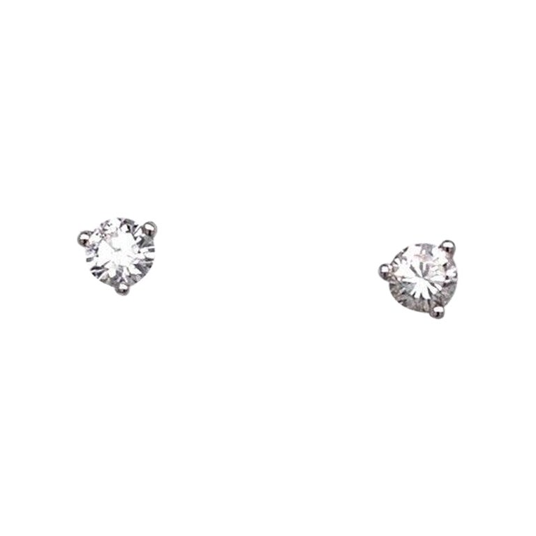 0.20ct 3 Claw Diamond Solitaire Earrings in 18ct White Gold For Sale