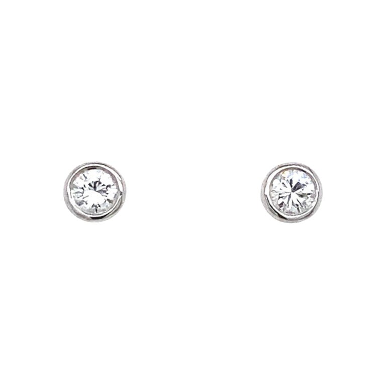 0.25ct Diamond Rubover Earrings in 18ct White Gold For Sale