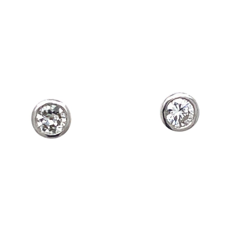 0.35ct Diamond Rubover Earrings in 18ct White Gold For Sale
