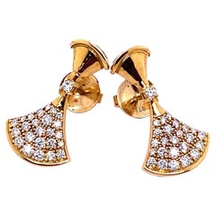 Boucles d'oreilles en or rose 18ct avec diamants en forme d'éventail de haute qualité