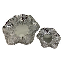 Vintage Pair of Sterling Silver Pierced Fruit/Bonbon Dishes by Douglas Heeley, 1969
