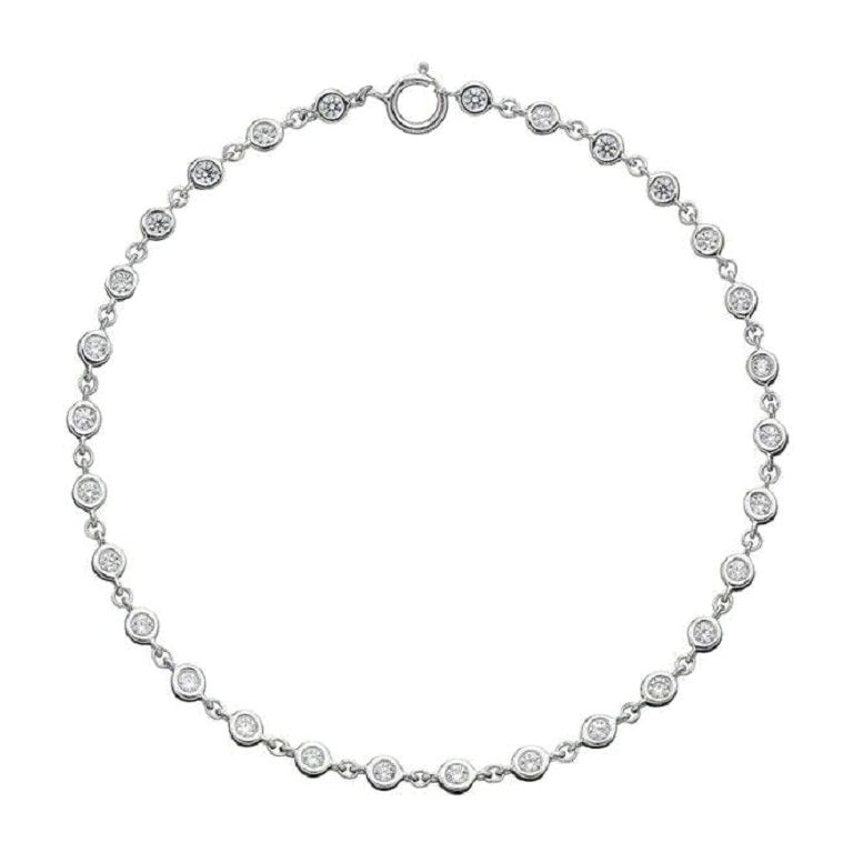 Ladies Diamond Rubover Bracelet Set with 29 Bezel Diamonds in 18ct White Gold For Sale