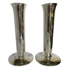 Vintage Pair of Matching Sterling Silver Vases by Edward Barnard & Sons Ltd, 1935