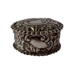Victorian Sterling Silver Oval Pill Box, 1874