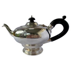 Antique George V Round Sterling Silver Tea Pot by C S Harris & Sons Ltd, 1933