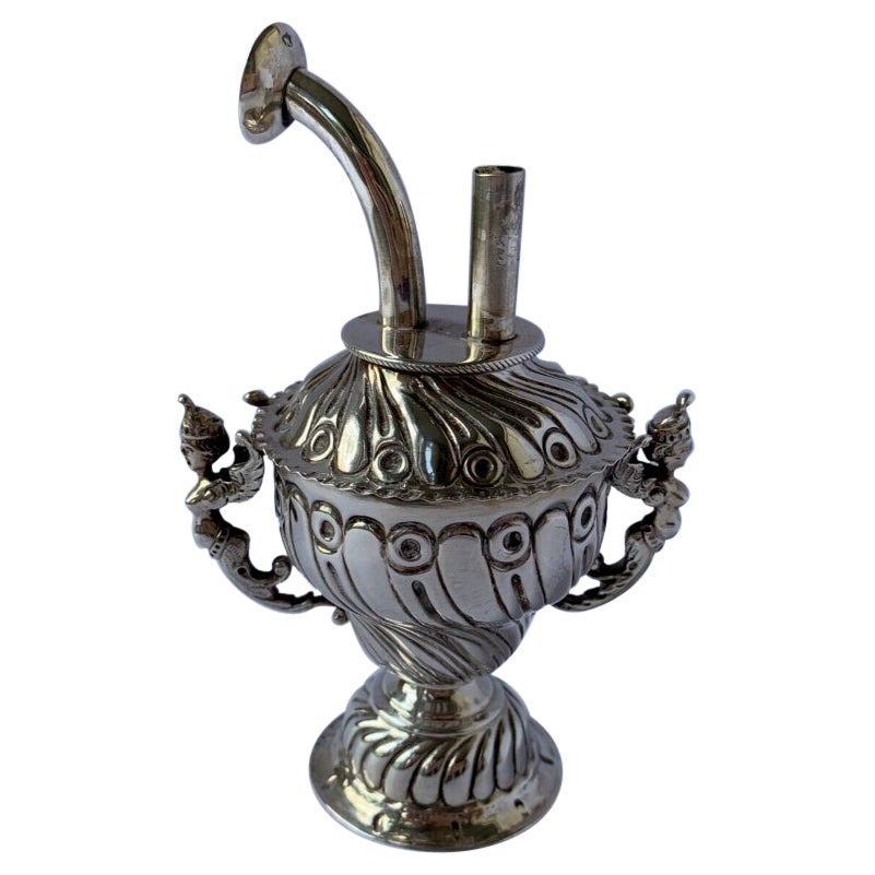 Victorian Sterling Silver Oil Lamp by Comyns of London Ltd, 1893 For Sale