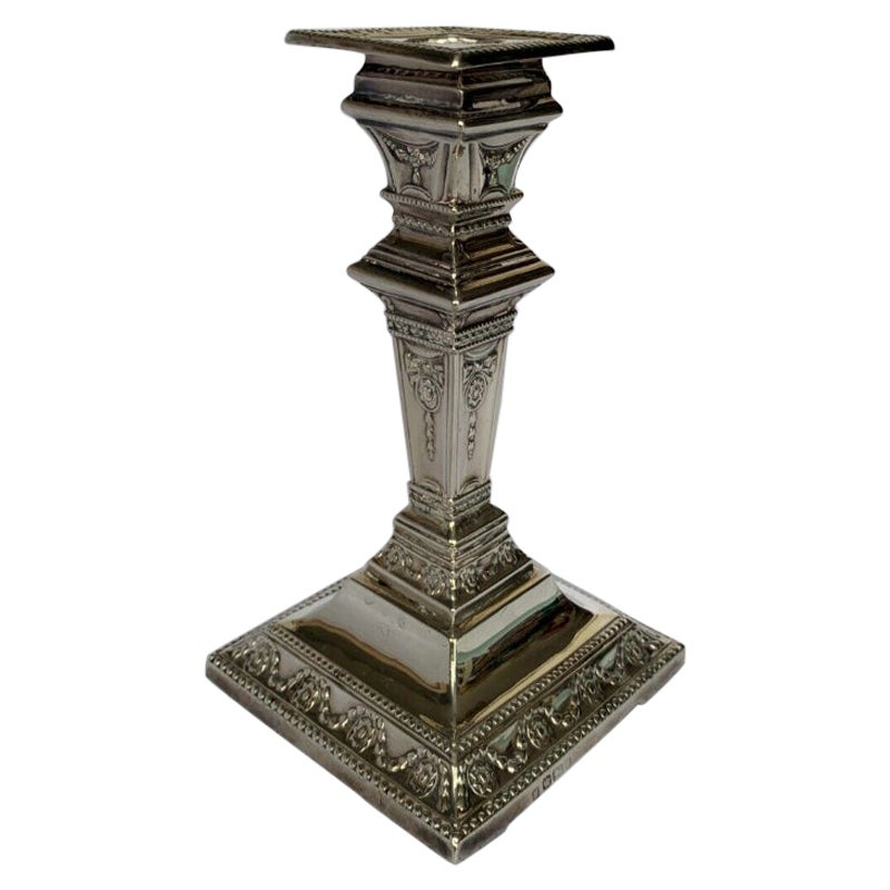 Sterling Silver Candlestick by Fordham & Faulkner, 1916 For Sale