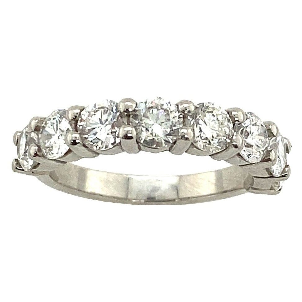 Natural Diamond Half Eternity Ring Set with 9 Diamonds in Platinum For Sale