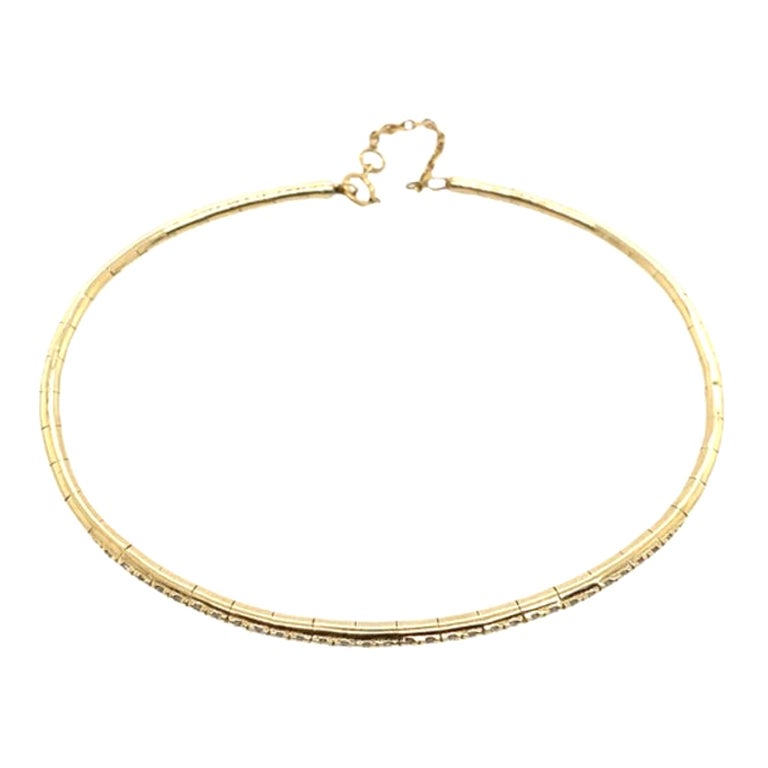 14ct Yellow Gold Diamond Set Bangle with Safety Chain with 0.25ct Diamonds For Sale