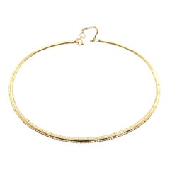 Bracelet jonc en or jaune 14 carats serti de diamants et chaîne de sécurité avec diamants de 0,25 carat
