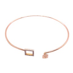 18ct Rose Gold Diamond Bangle with 0.17ct Diamonds In The Square