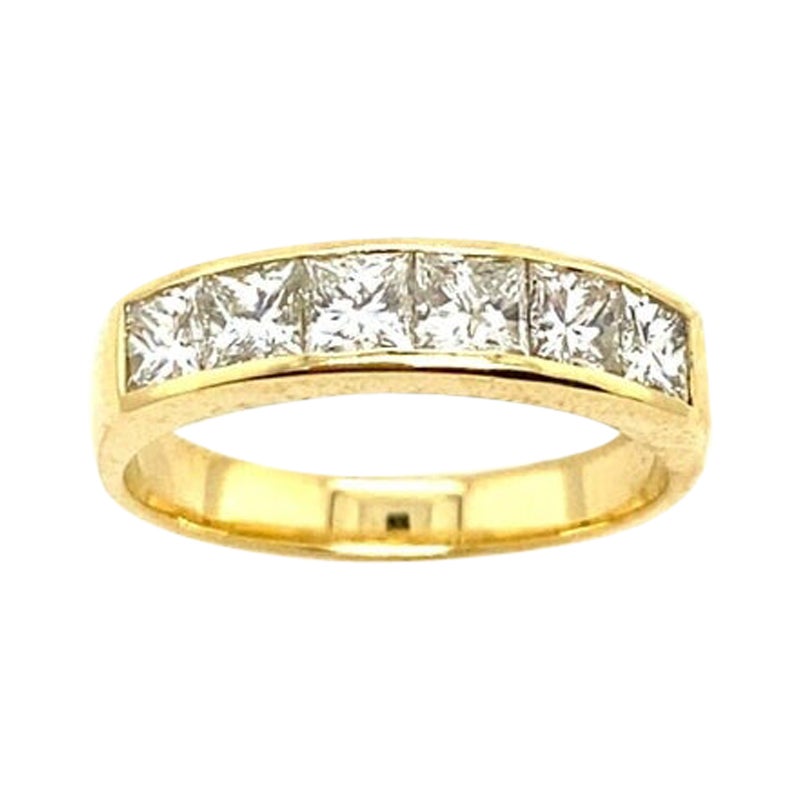 Princess Cut Diamonds Chanel Set Eternity Ring in 18ct Yellow Gold For Sale