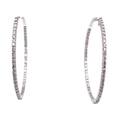 New Fine Quality Hoop Earrings Set with 2.75ct of Diamonds in 18ct White Gold