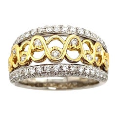 Bague habillée avec 1,30 carat de diamants ronds en or jaune 18 carats