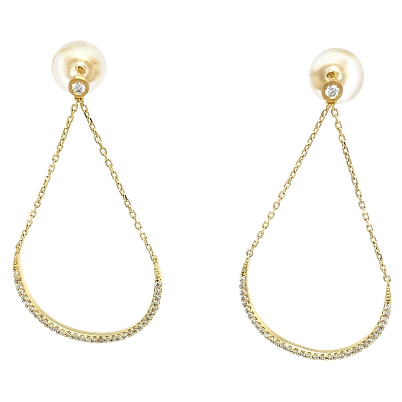 New Fine Quality Drops Earrings Set with 0.60ct of Diamonds in 18ct Yellow Gold For Sale