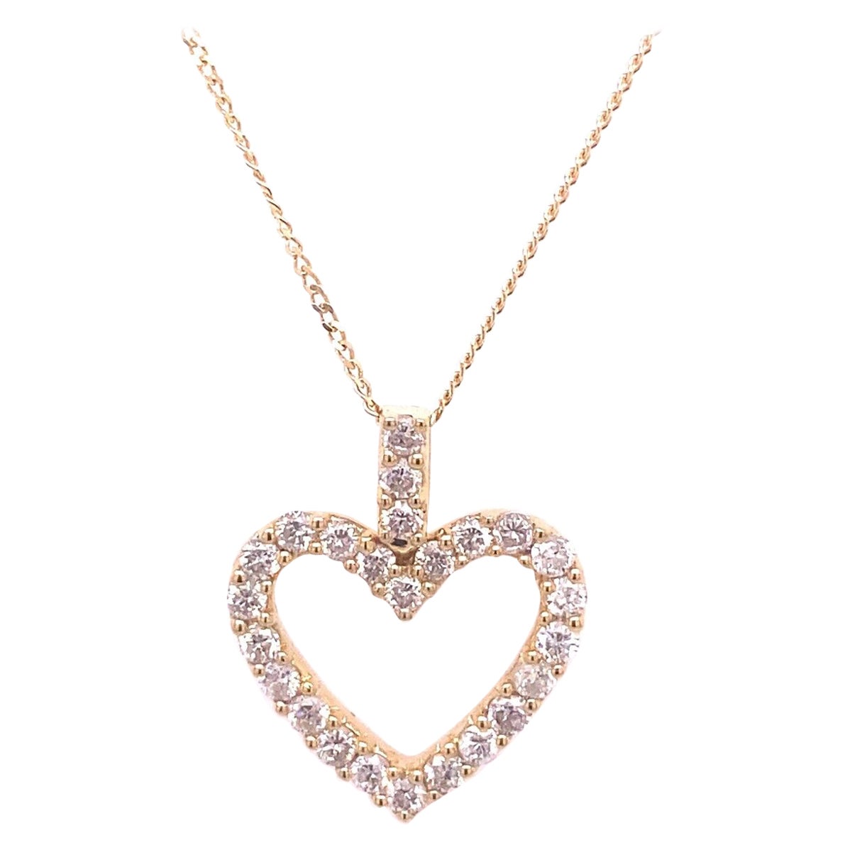 Diamond Heart Pendant Set with 0.50ct of Round Brilliant Diamonds G/VS Clarity For Sale
