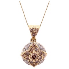 0.75ct Natural Champagne Diamond Pendant in 9ct Yellow Gold