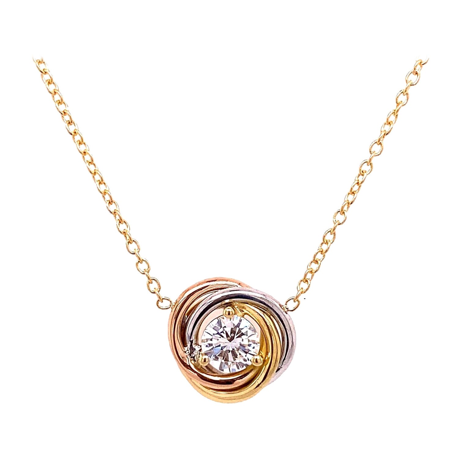 High Polish Puffed Heart Necklace in Tri-colour Gold | Costco