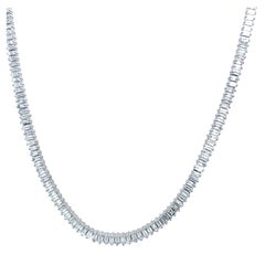 Diamond Tennis Necklace Set with 4.40ct of Baguette Diamonds in 18ct White Gold