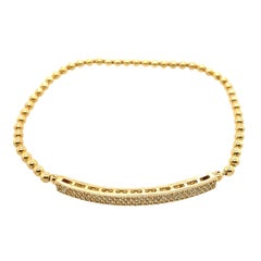 3-reihiges Bar-Diamantarmband mit 3 mm großen Perlen auf Armband aus 18 Karat Gelbgold