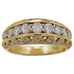 Vintage 1980s Diamond Gold Wedding Ring