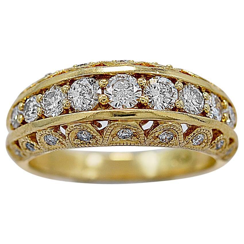 1980s Diamond Gold Wedding Ring For Sale at 1stdibs