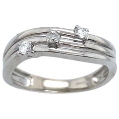 3-Row Wave Ring Set with 3 Natural Diamonds in 9ct White Gold