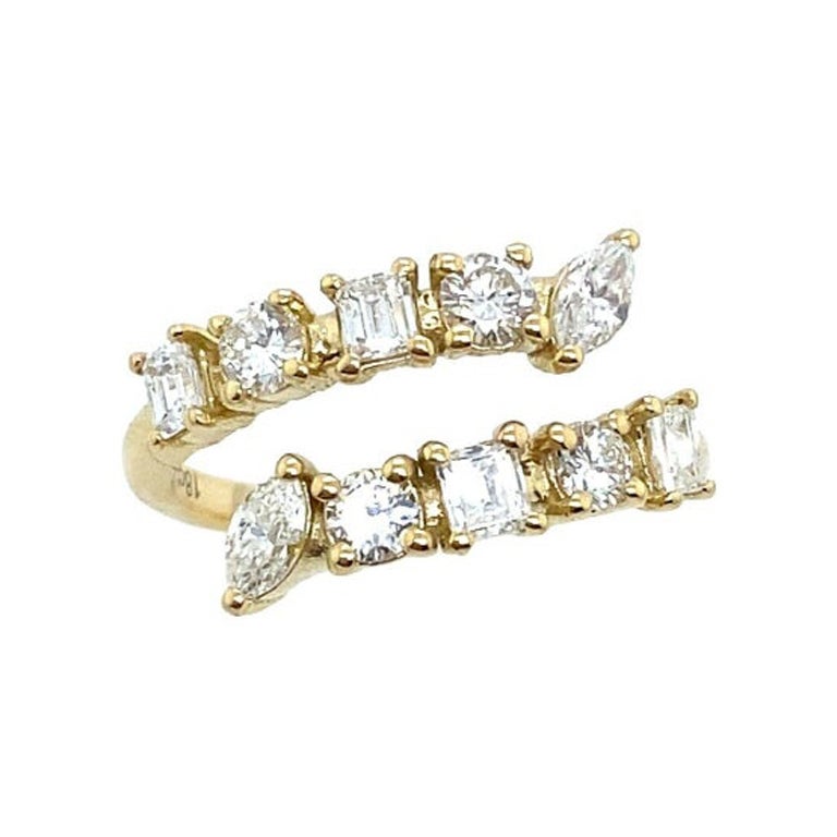 Multi Diamond Shaped Coil Ring Set in 18ct Yellow Gold For Sale