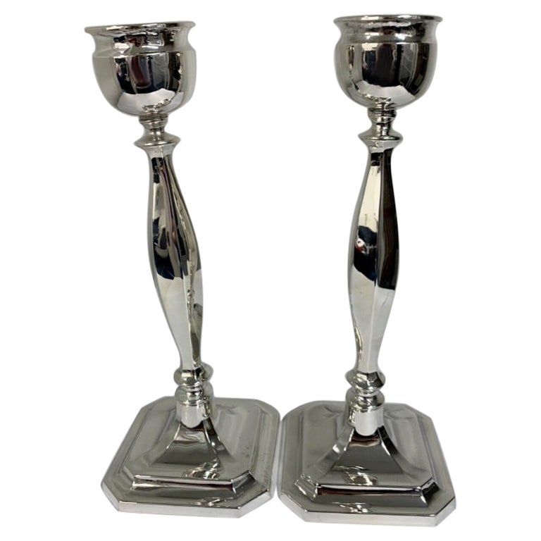 Pair of Sterling Silver Candlesticks by Alexander Smith from 1957 For Sale