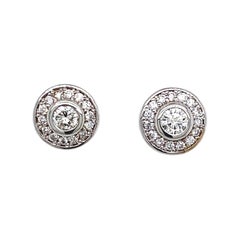 0.50ct Diamond Halo Stud Earrings in 18ct White Gold