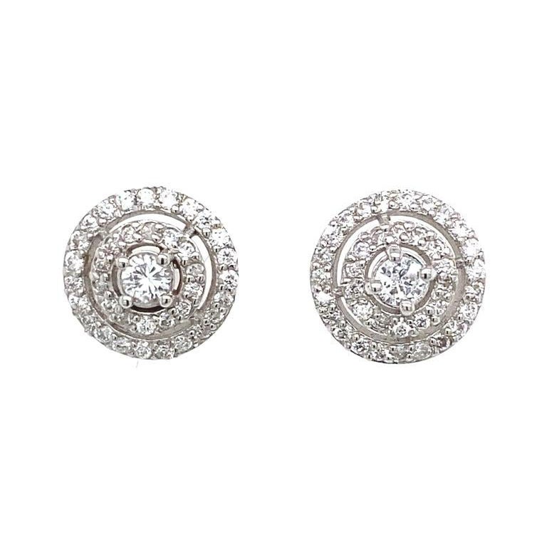 0.70ct Pave Set Round Diamond Earrings in 18ct White Gold