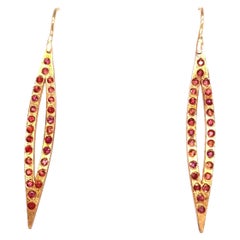 Drop Earrings Set with Orange Sapphires in 18ct Yellow Gold