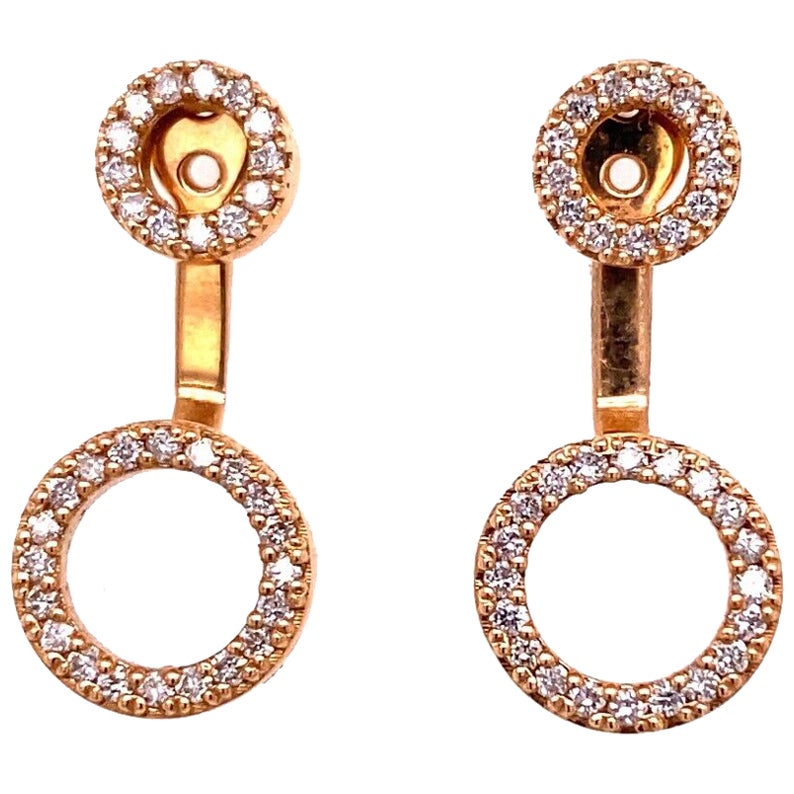 Fine Quality Drops & Studs Earring Set w/ 0.68ct of Diamonds in 18ct Yellow Gold For Sale