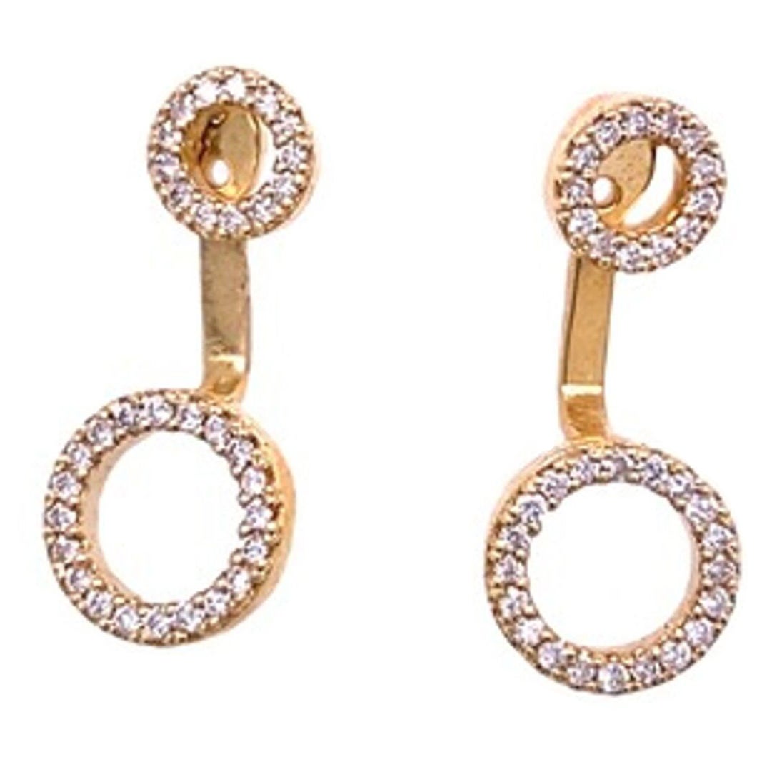 New Fine Quality Drops & Studs Earring with Diamonds in 18ct Yellow Gold For Sale