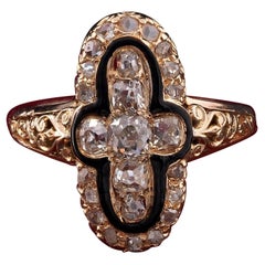 Gothic Style 1.35 Ct Old Mine Diamond 14 KT Rare Ring