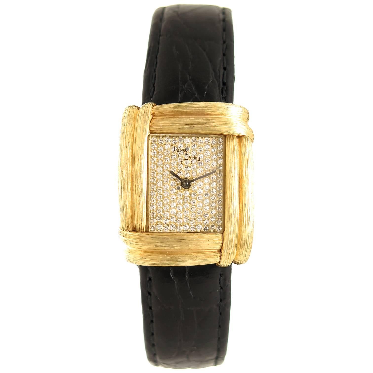 Henry Dunay Ladies Yellow Gold Diamond Sabe Quartz Wristwatch