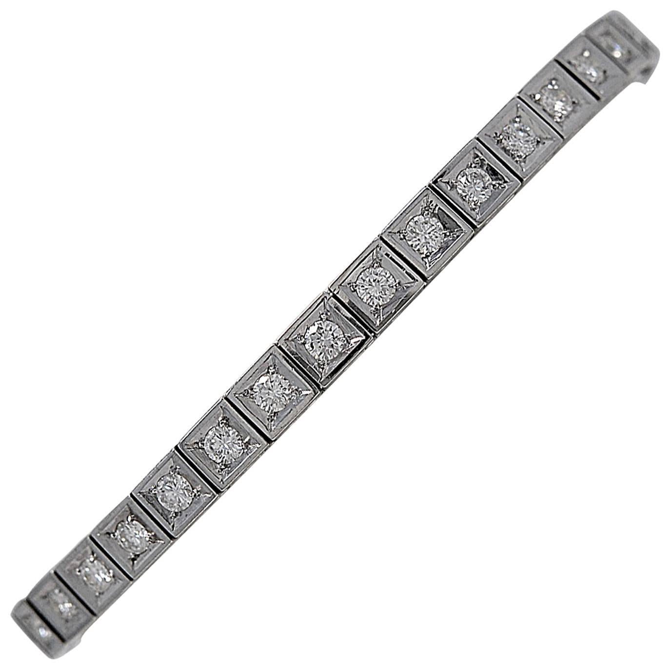 1980s Diamond Gold Straight Line Bracelet