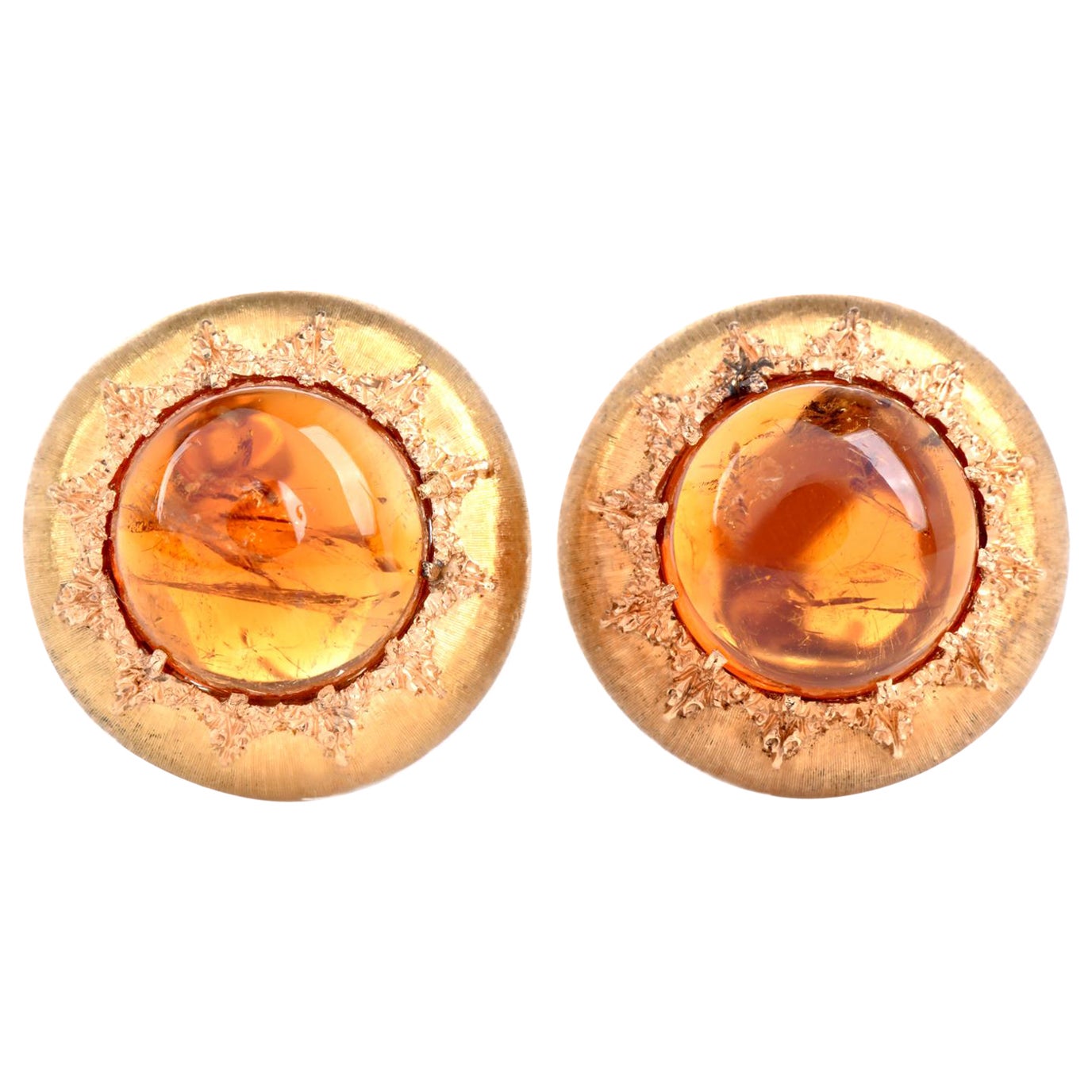 Buccellati - Boucles d'oreilles collection Marci en ambre et or 18 carats en vente