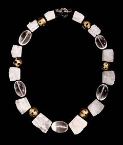 Atemberaubende Halskette aus Bergkristall und venezianischem Glas mit Perlen