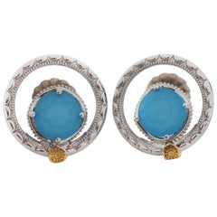 Tacori 925 Silver Gemma Bloom Neo Turquoise Earrings