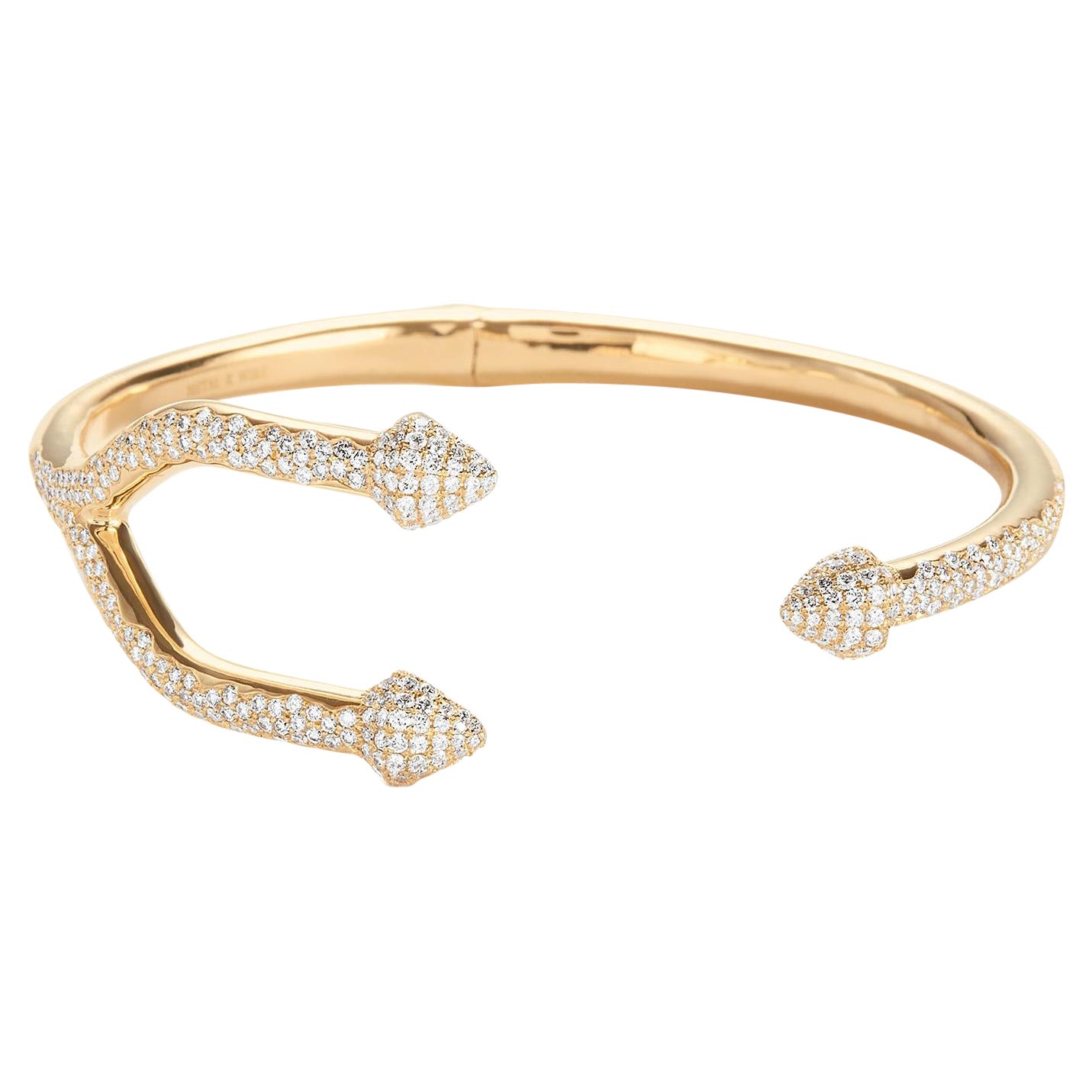 Metal x Wire 'Legacy Diamond Bangle' in 18kt Yellow Gold with 2.63 ct Diamonds For Sale
