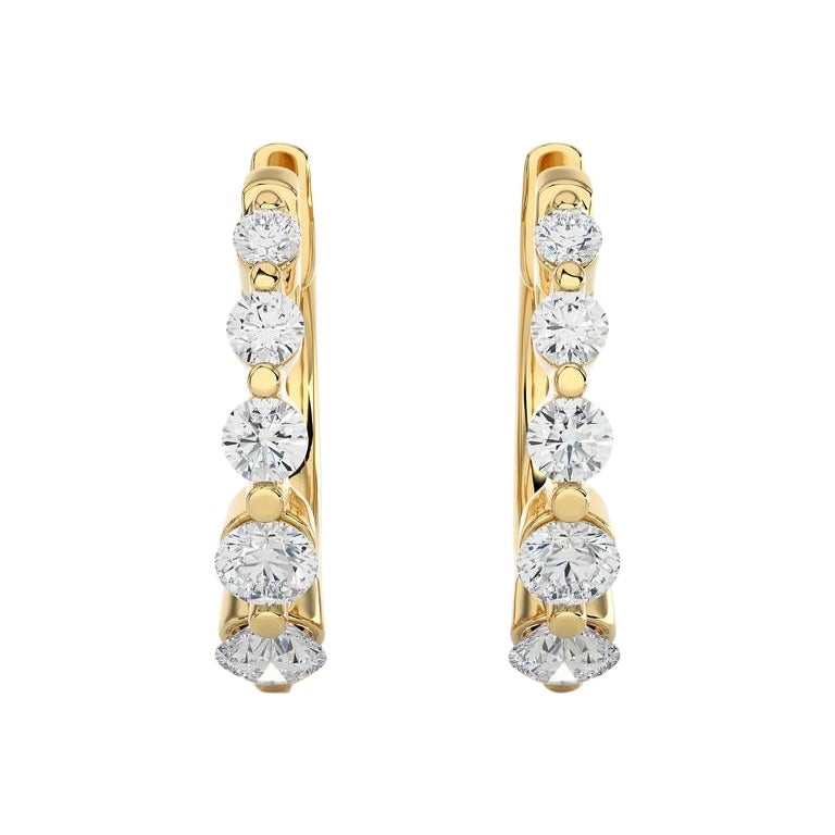 14K Yellow Gold Diamonds Huggie Earring -0.45 CTW