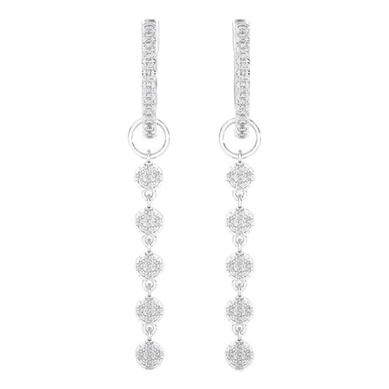 Boucles d'oreilles Huggie en or blanc 14K avec diamants -0.44 CTW