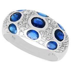 Anello d'epoca con zaffiro da 2,45 carati e diamante da 0,50 carati in oro bianco 18 carati