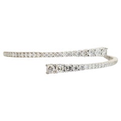 3.40 Carat Graduated Flexible Bangle White Gold 14 Karat