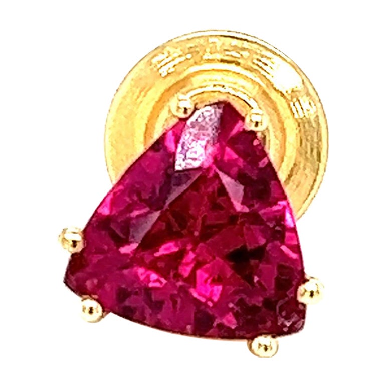 Or jaune Tourmaline rose Rubellite Trillion Epingle de revers/ Tack de cravate en vente