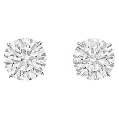 3.02 Carat F-Color Round Brilliant-Cut Diamond Stud Earrings